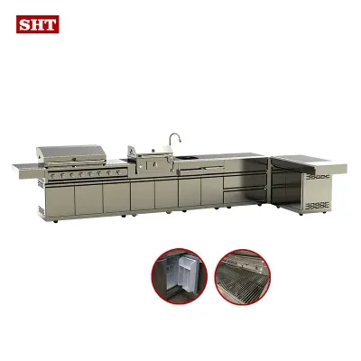 L Shape Commercial Use Outdoor Kitchen Gas Grill Outdoor Grill