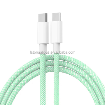 60W Braided USB2.0 PD to TYPE-C Fast Charger Cable for iPhone 15/Max - Macaron Color