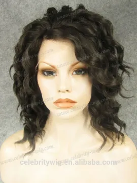 Celebrity natural brown hair wig top quality lace front wig synthetic natural scalp wig