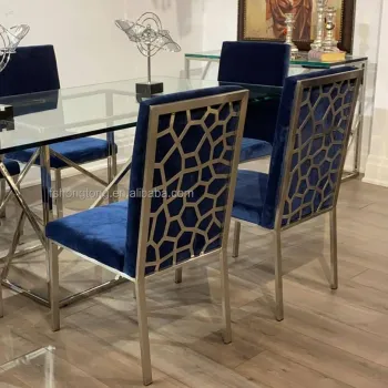 Modern Furniture Upholstered Stainless Steel Metal Leg Dining Room Chair Luxury Gold Chrome Velvet Dining Chairs