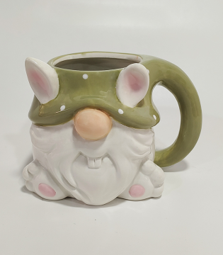 Green Clover Print Bunny Shaped Resin Coffee Mug