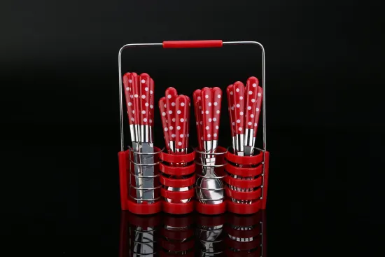 24PCS High Quality Different Design Stainless Steel Cutlery Set with Plastic Handle