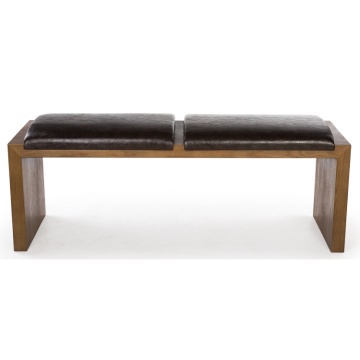 Stylish Wooden Leather Restaurant Love Seat Sofa Bench
