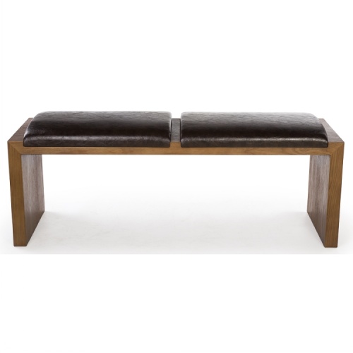 Stilvolle Holz Leder Restaurant Love Seat Sofa Bank