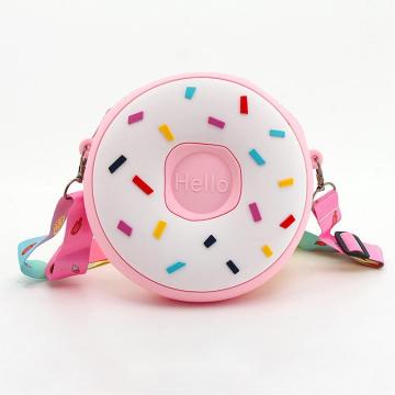 Adjustable Shoulder Strap Small Waterproof Silicone Crossbody Bag - Donut Rainbow Children's Storage Wallet