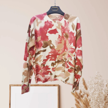 Suéter con cuello redondo y estampado degradado retro