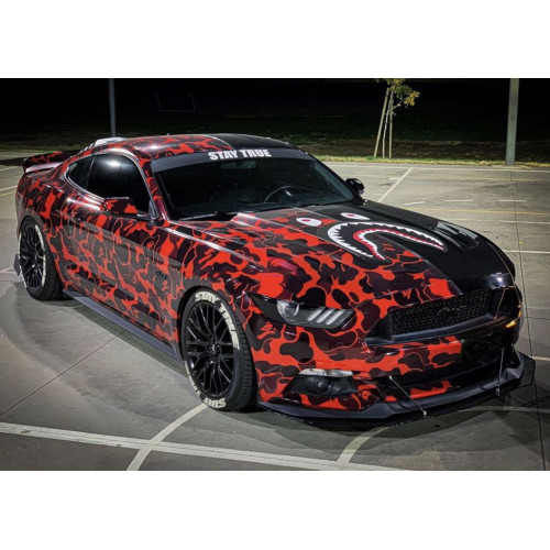 BAPE APE Design Red & Black Camouflage Digital Vinyl Wrap