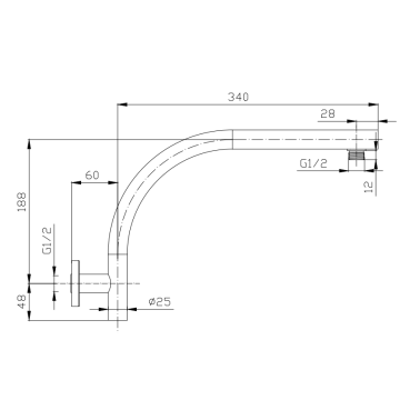 Bras de douche en laiton doré brossé