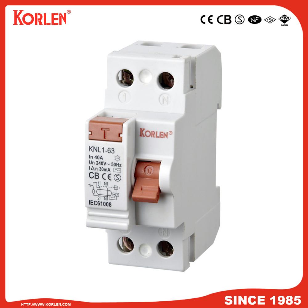 Residual Current Circuit Breaker KNL1-63 63A CE 2P
