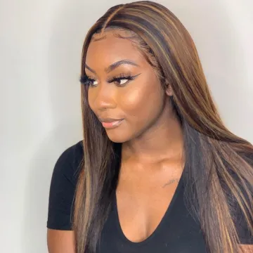 Ombre P4/27 Color Piano Colored Human Hair Wigs Straight Lace Front Wig Honey Blonde Highlight
