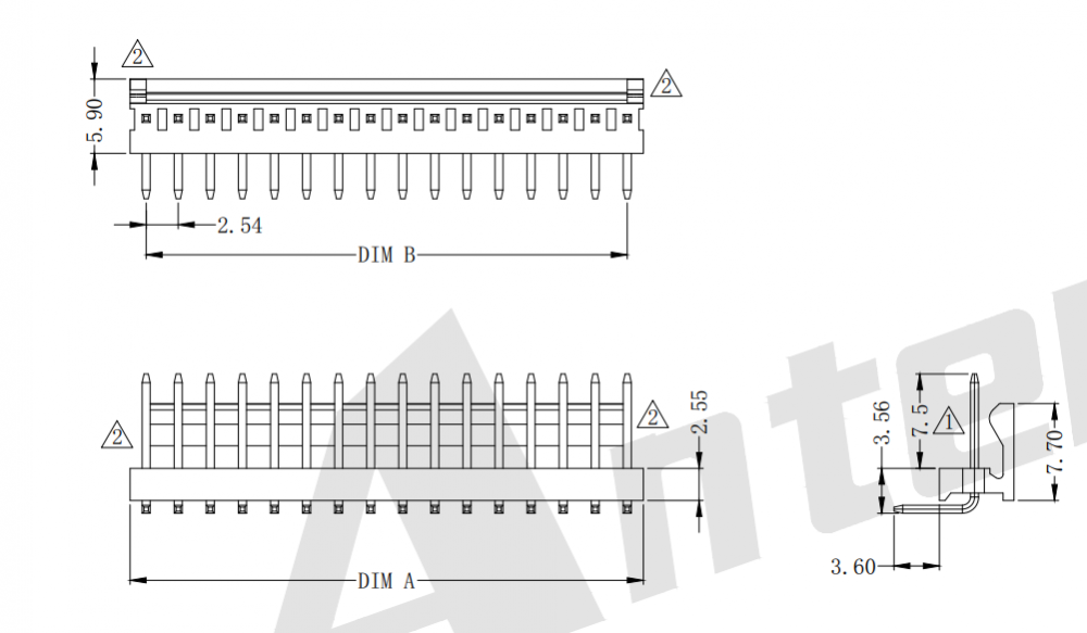 2.54mm zift 90 ° tek sıra gofret konnektörü