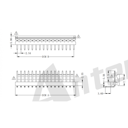 2.54mm zift 90 ° tek sıra gofret konnektörü