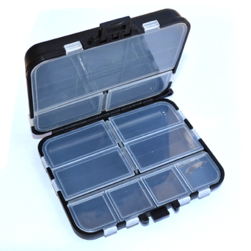 Caja de pesca de alta calidad con compartimentos para accesorios y señuelos