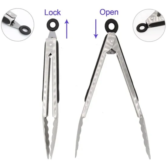 304 Stainless Steel Kitchen Cooking Tongs