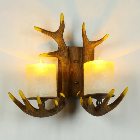 Antique Resin Antler Small Wall Lamps: Vintage and Rustic Lighting Decor