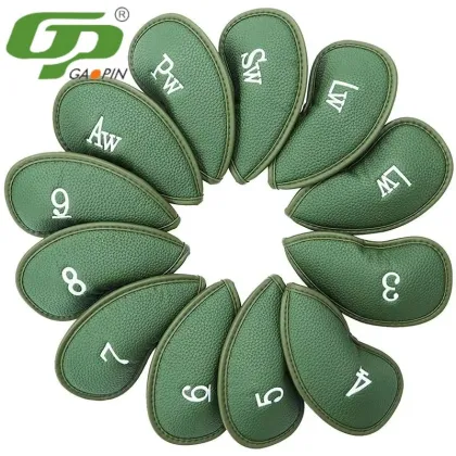 Premium Leather Golf Club Iron Head Covers Set