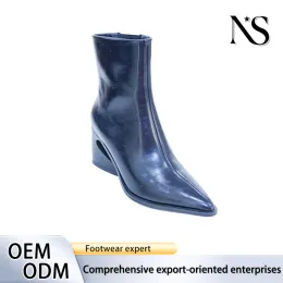 Elegant Black Leather Ankle Boots for Women