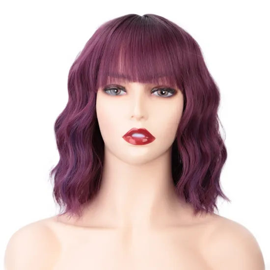 Aisi hair soft style wholesale cheap natural color wig african short for black women burgundy wig synthetic hair wig