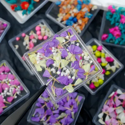 Monet Garden Nail Dryflower Charms Oil Painting - DIY Flower Nail Decorations