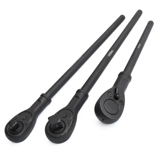 3/4", "1/2", and "1" Inch Quick-Release Pear-Head Spanner Wrench with Chrome Finish: Heavy Duty Ratchet Handle