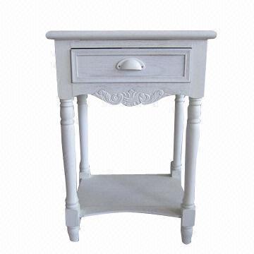 White Wood Nightstands with One Drawer