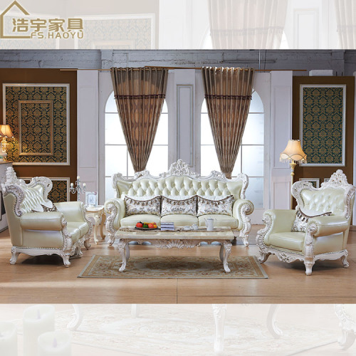 luksusowy styl drewniane europejskie skórzane sofy do salonu
