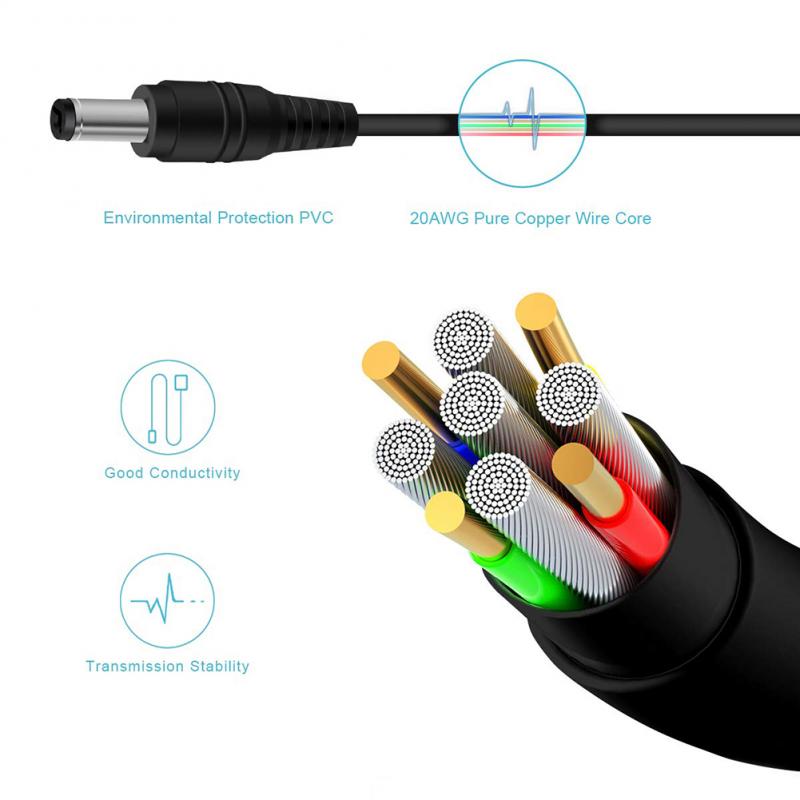 black DC 12V Power Cable 5.5mm*2.1mm Male Female Connector 1M 2M 3M 4M 5M 6M 7M 8M 10M Power Cord Extension Wire For CCTV