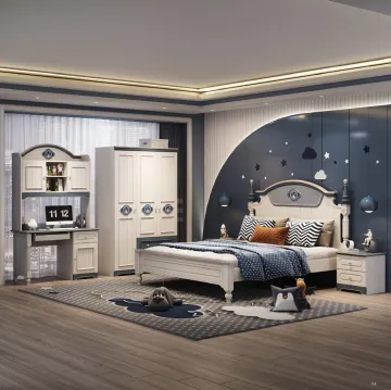Solid Wood Kids and Teen Bedroom Furniture Set for Boys