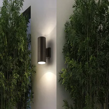 Modern Up and Down Black Round Wall Lighting - Aluminium Wall Mount Light for Home, Garden, and Yard Decor