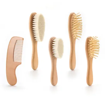 Natural Wooden Baby Goat Hair Brush and Comb Set: Eco-Friendly and Safe for Newborns and Toddlers