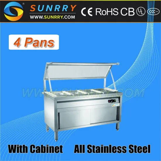 Stainless steel bain marie equipment with 4 pan bain marie food warmer (SUNRRY SY-BM1500R)