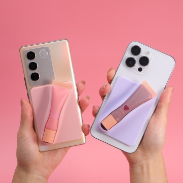Base de brillance à lèvres personnalisée en gros et baume à lèvres rose avec des étuis et autocollants de téléphone à label privé