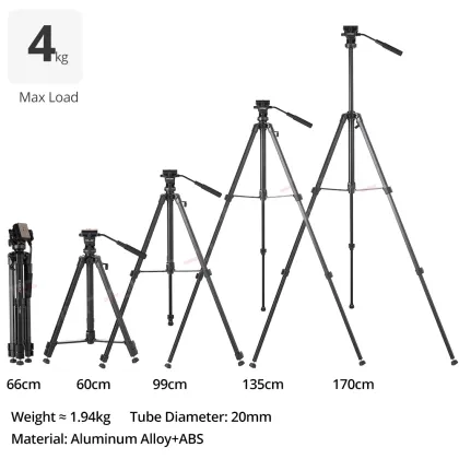 Yunteng VCT-860 Camera Tripod with Hydraulic Head for Mobile Phones and Cameras