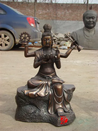 bronze outdoor kwan-yin sculpture with four arms