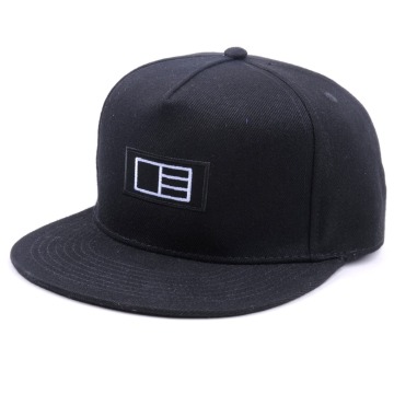 New style drop shipping black 5 panel flat brim snapback caps