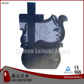 Hungarian Style Polished Black Cross G654 Headstone