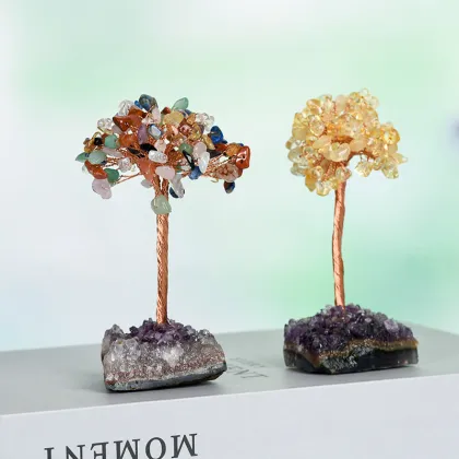 Raw Amethyst Raw Stone Copper Tree Amethyst Cluster Base Ornament