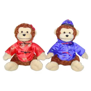 plush sitting monkey with Chinese clothes