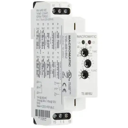 TE-8816U Relay Time Delay Multi-Function 12-240VAC/DC 15A SPDT