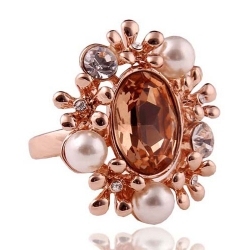 Elegant oval gemstone flower ring
