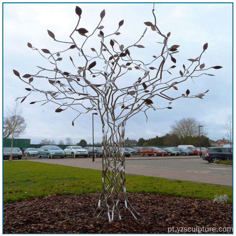 Escultura grande em árvore de aço inoxidável de jardim