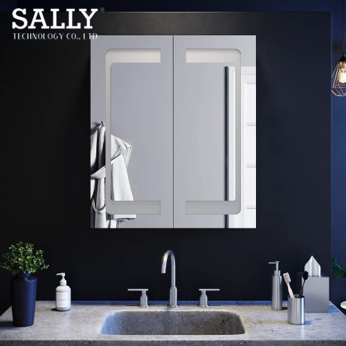 Armoire à miroir de rangement à DEL pour salle de bain à double porte SALLY