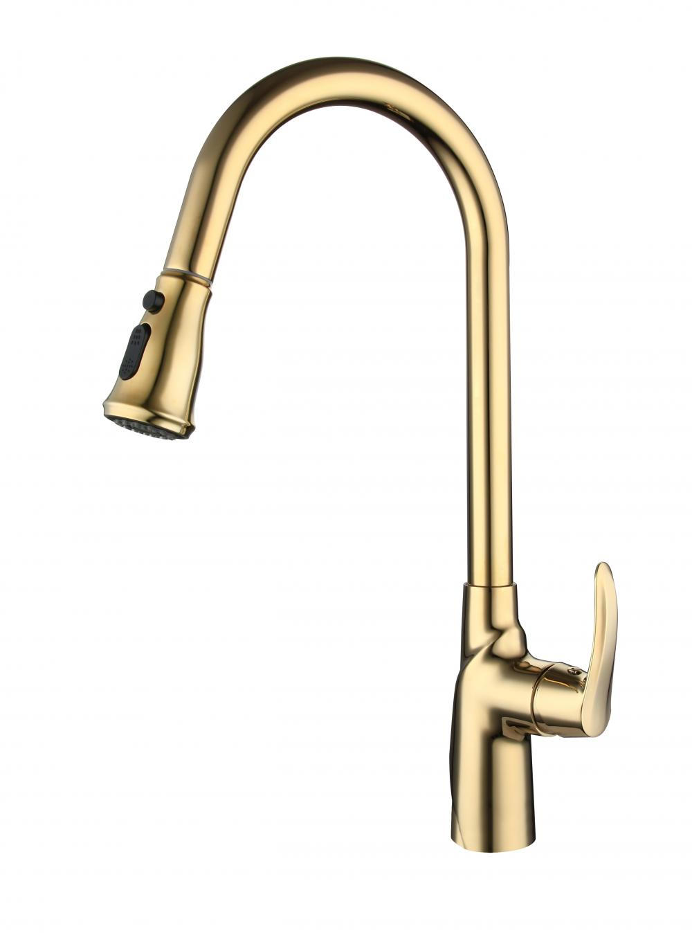 Brass Gold Pull Down Kitchen Faucets For Sink
