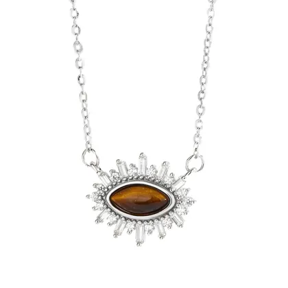 Sterling Silver Retro Palace Style Corona Eye Necklace