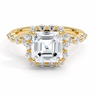 Asscher Cut Lab Diamond နှင့်အတူ 18k ရွှေလက်စွပ်