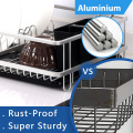 tier aluminum dish drying rack with tray cutlery