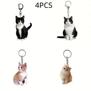 Gerçekçi Kedi Akrilik Anahtarlık Seti 4'lü Paket