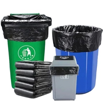 Large Capacity Heavy Duty Biodegradable Black Rubbish Waste Bags with Flat Mouth for Waste Management