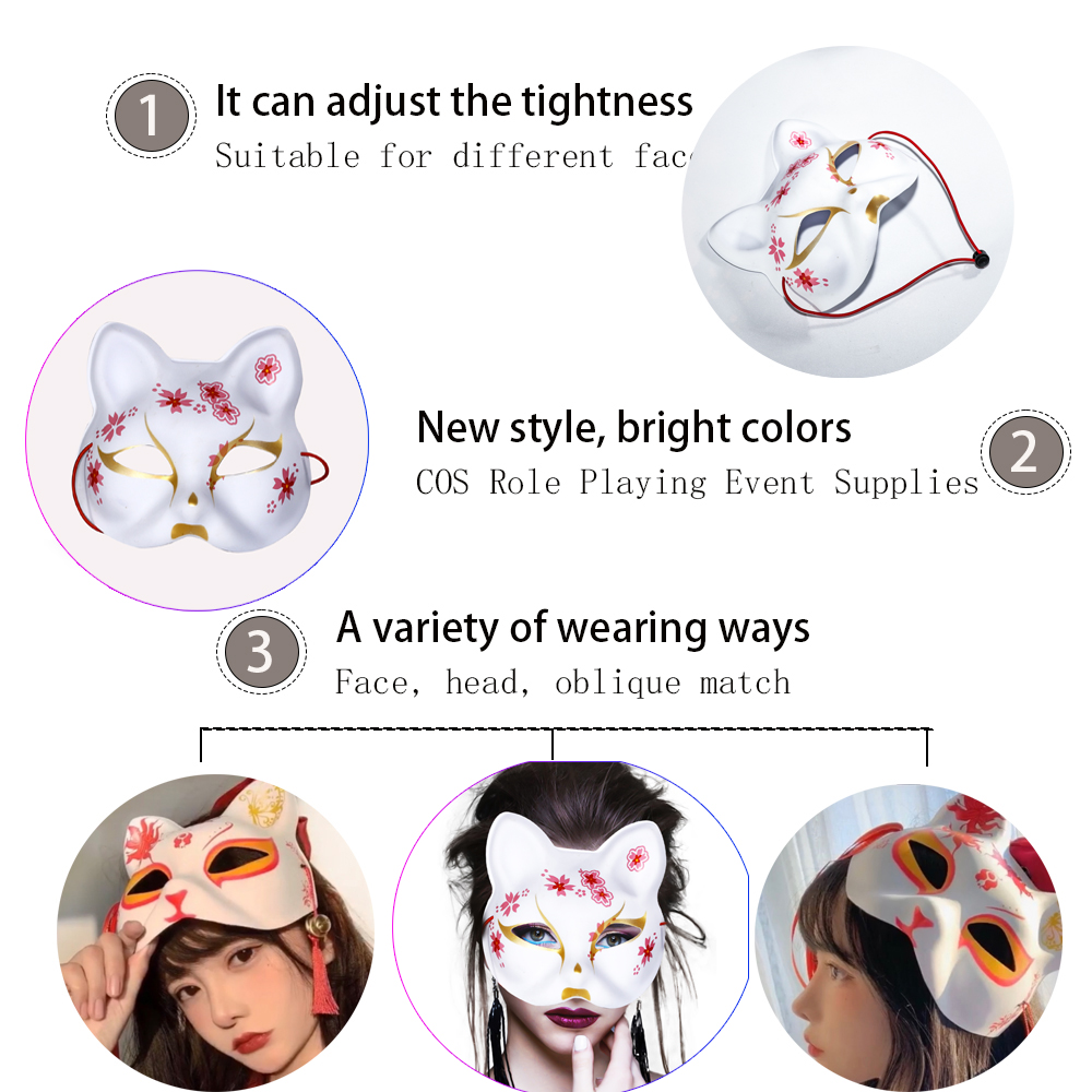 Vintage Pink Sakura Fox Mask
