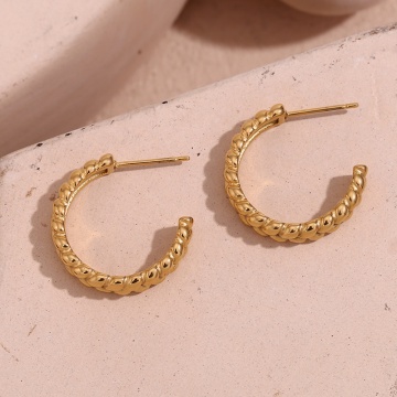 Wholesale 18k Gold Plated Brave Light Wheat Twisted Hoop Earrings for Women